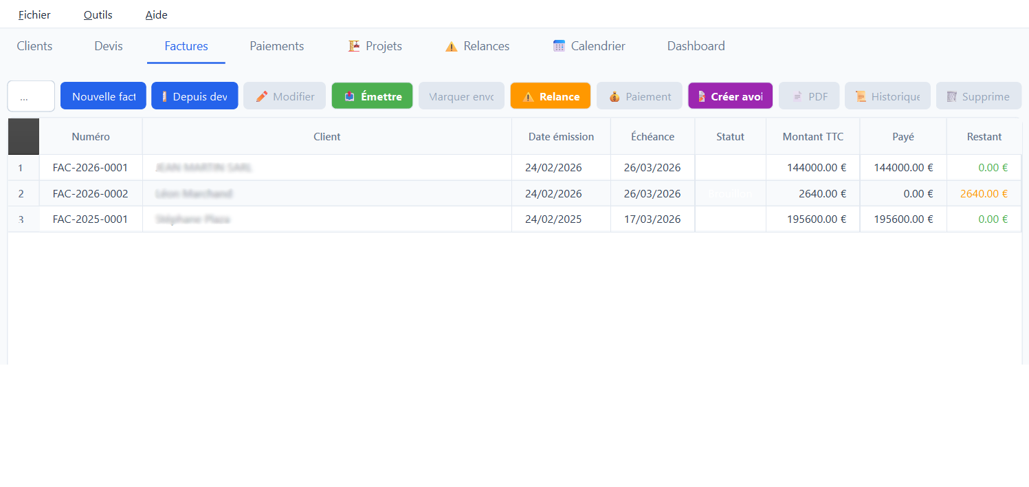 Gestion des factures